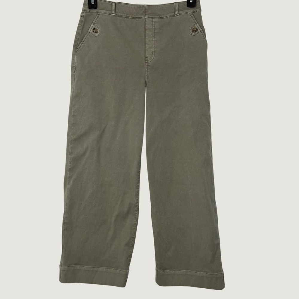 Spanx Stretch Twill Wide Leg Crop Pants Sage Green 20312R Womens Large